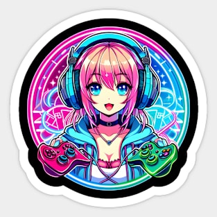 Neon gaming girl Sticker